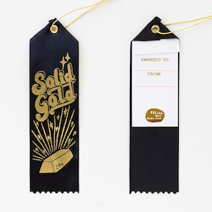 Clothing accessory: Award Ribbon / Bookmark w Note - 24k Solid Gold