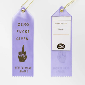 Clothing accessory: Award Ribbon / Bookmark w Note - Zero Effs Given