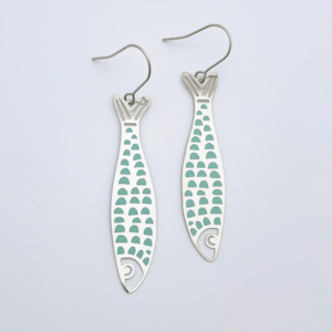 Clothing accessory: Midi Fishy Earrings - Silver & Blue