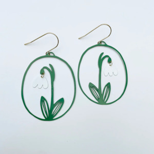 Clothing accessory: Snowdrop Earrings - White & Green