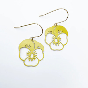 Clothing accessory: Mini Pansy Earrings - Yellow