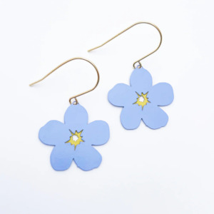 Clothing accessory: Mini Forget Me Not Earrings - Blue & Yellow