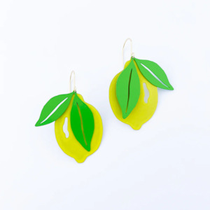 Clothing accessory: Midi Lemon Earrings - Yellow & Green