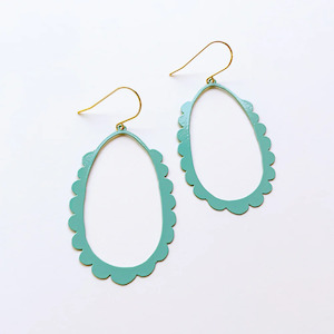 Scallop Oval Earrings - Pale Aqua