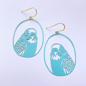 Clothing accessory: Budgie Earrings - Pale Aqua