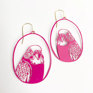 Clothing accessory: Budgie Earrings - Hot Pink