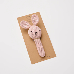 Organic Crochet Bunny Rattle - Blush