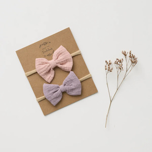 Organic Muslin Bows - Lilac & Blush