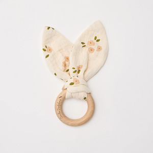 Organic Muslin Bunny Ear Teether -Daisy