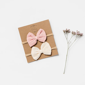 Organic Muslin Bows - Blush & Milk