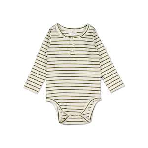 Clothing accessory: Henley Rib Bodysuit - Olive Stripe