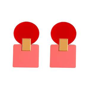 Clothing accessory: Donna Retro Earrings - Pink & Red