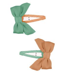 Hair Bow Clips x 2 - Jade & Melon