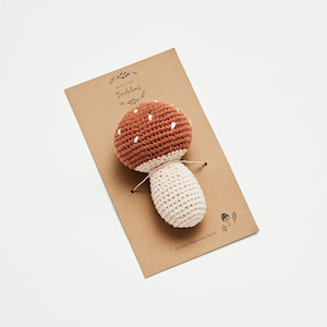 Organic Crochet Rattle - Mushroom