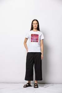 Clothing accessory: Abstract Floral Pink Tee - White