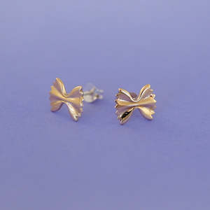 Clothing accessory: Golden Bowtie Pasta Studs