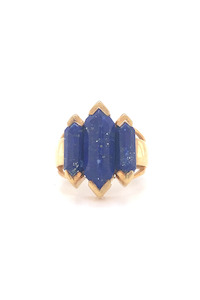 Knuckle Duster Ring - Gold & Lapis