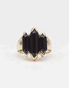 5th Symphony Knuckle Duster Ring - Gold & Black Onyx