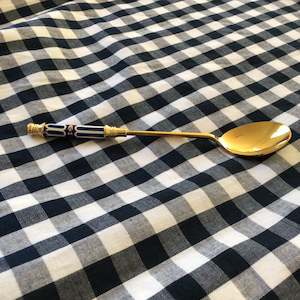 Bone China & Brass Spoon - Blue Stripe