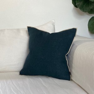 Plain Linen Cushion in Deep Sea Blue - in 3 sizes from