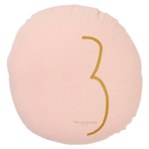 Bed & Philosophy pure linen Round 'Number' cushion in Blush (available to order)