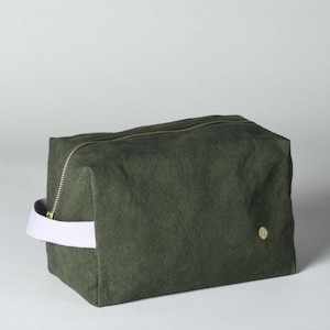 Toiletry Bag Water Resistant Organic Cotton Cube - Kale Green