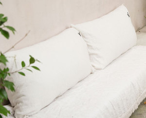 Large Pure linen Lovers cushion in White 55 x 110cm (available to order)