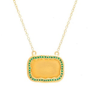 Soft furnishing: Necklace - Gold Plate Rectangle Bahia Pendant set with Green Zircon (sold)