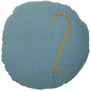 Bed & Philosophy pure linen Round 'Number' cushion in Mineral (available to order)