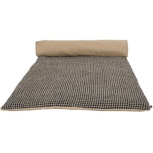 French Linen Sofa Mattress in Charbon Gingham - washable