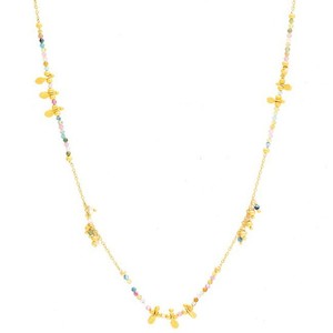 Necklace - Long Gold Plate Chain with Multi Tourmaline Beads (sold)