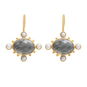 Earrings - Gold Plate Berber Labradorite with fixed Pearl (sold)