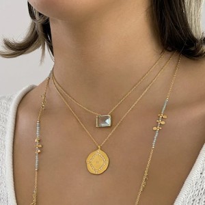 Necklace - Gold Plate Maasai Pendant with Cubic Zirconia (sold)