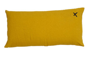 Large Pure linen Lovers cushion in Curry 55 x 110cm (sold out)