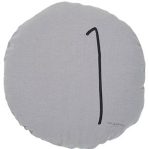 Bed & Philosophy pure linen Round Number cushion in Orage Grey (available to order)