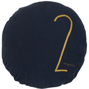 Bed & Philosophy pure linen Round 'Number' cushion in Charbon (available to order)