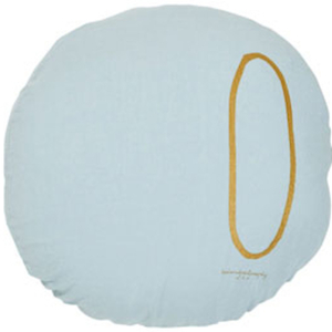 Bed & Philosophy pure linen Round Number cushion in Aqua (available to order)