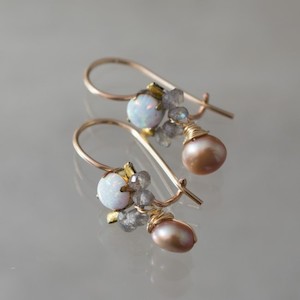 Earrings Dancer opal, labradorite & pearl - n° 293 (sold out)