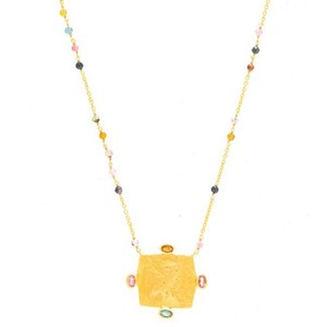 Necklace - Gold Plate Frida with facet Multi Tourmaline