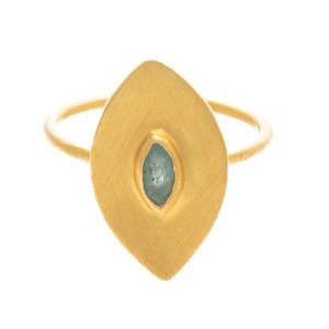 Gold Plate Shamira Ring set with faceted Green Aventurine