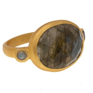 Gold Plate Facet Labradorite Berber Ring (sold)