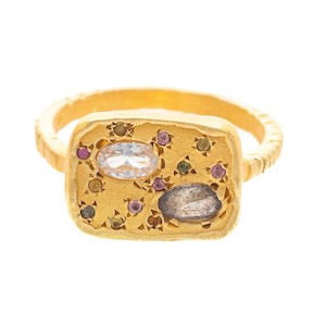 Gold Plate Heidi Ring set with Faceted Labradorite (sold)