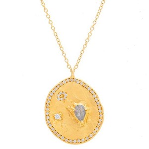 Necklace - Gold Plate Florence Pendant with Facet Labradorite