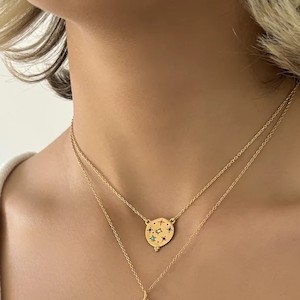 Necklace - Gold Plate Souk Pendant set with Mixed Zircon (sold)