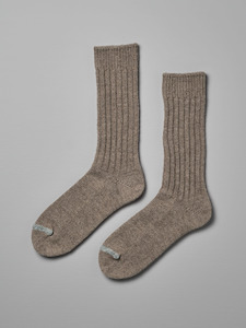 Praha Wool Ribbed Socks – Beige