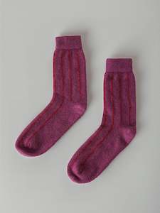 Non-store-based: Possum Merino Socks – Orchid & Poppy Stripe