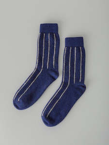 Possum Merino Socks – Blue & Natural Stripe