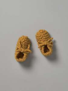 Non-store-based: Hand Knitted Chunky Booties  - Mustard