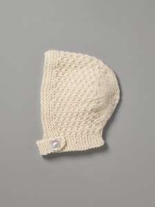 Hand Knitted Baby Bonnet - Natural