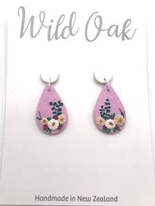 WO Pink Floral Dangle Earrings